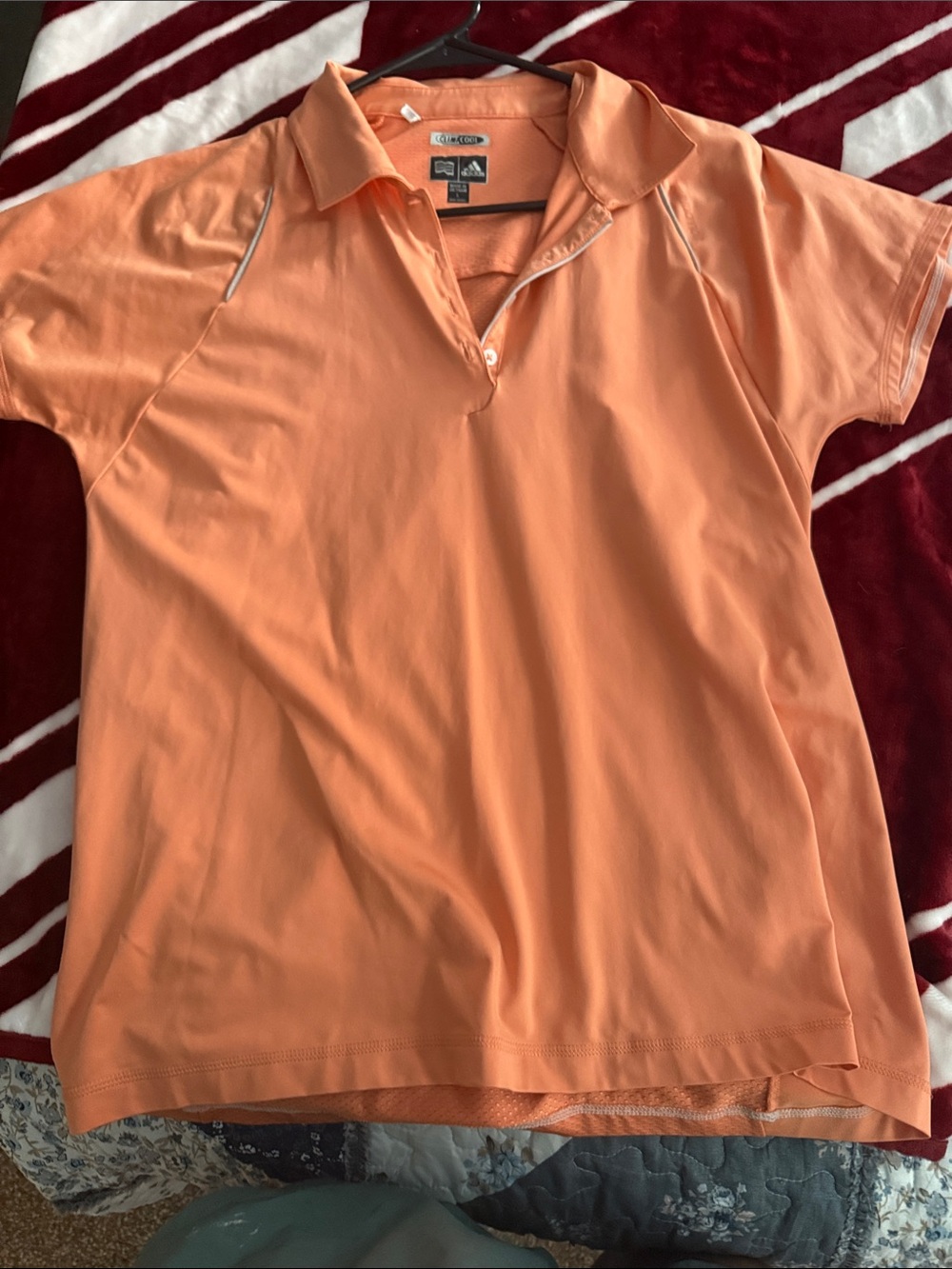 adidas Women's Short Sleeve Polo Tee in Peach-Orange